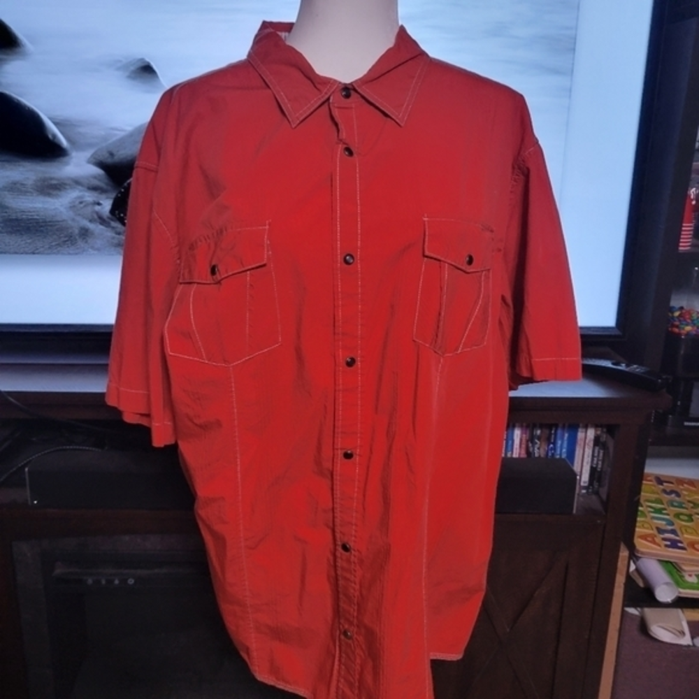 Ecoths mens size XXL button down‎ short sleeve shirt snaps organic Cotton